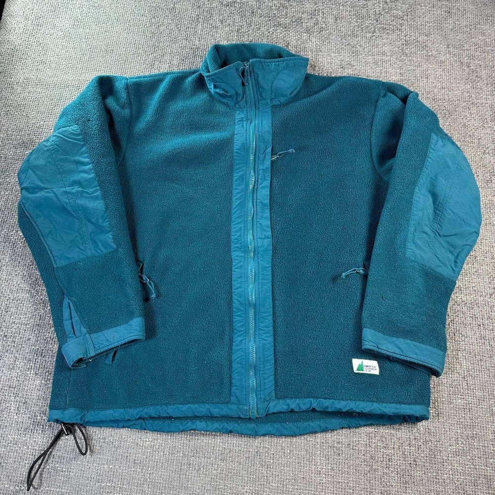 MEC Fleece Jacket Mens XL Teal Vintage 90s Gorpcore Full Zip Nylon Trim Canada